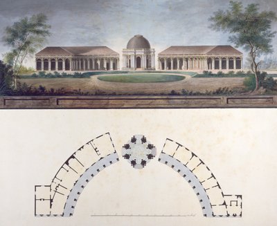 O Templo do Sol no Eremitério Bayreuth c.1780 (wc no papel) de J. Saher