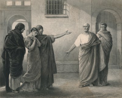 Volumnia reprovando Brutus chegar Corinto, c1870 de J. Stephenson