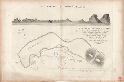 Uma carta da ilha Lord Howe de J. Stockdale