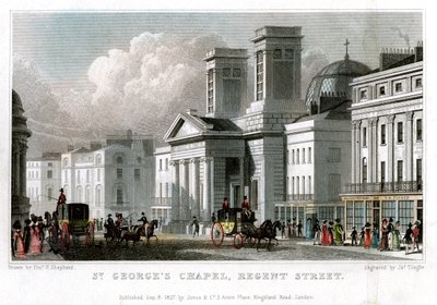 Capela de St Georges, Regent Street, Westminster, Londres, 1827. de J. Tingle