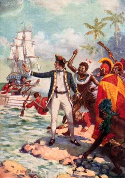 Morte do Capitão Cook, Hawaii em 1779 de J. Williamson