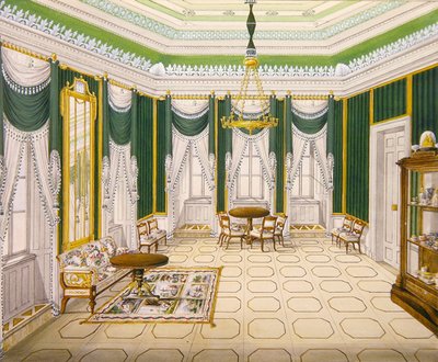 Sala de estar interior no Schloss Ballenstedt, Saxe-Anhalt de J. Willing