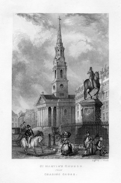 Igreja de St Martins de Charing Cross, Londres, século XIX. de J. Woods