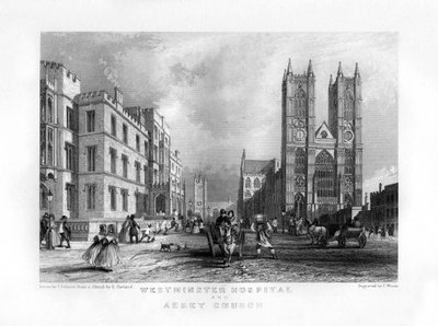 Hospital de Westminster e igreja da abadia, Londres, século XIX. de J. Woods