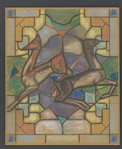Projeto para um vitral com duas cabras de Jaap Weyand