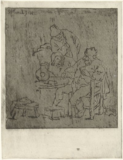 Três homens à volta de uma mesa de Jabes Heenck