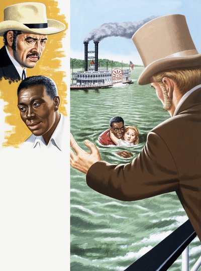 Homem não identificado a salvar uma rapariga que caiu de um barco a vapor de Jack Keay