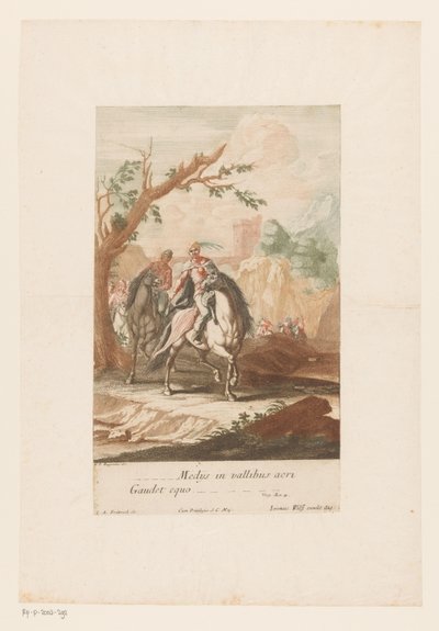 Cavaleiros de passagem pelo vale
Medijs in vallibus acri Gaudet equo (título sobre o objecto) de Jacob Andreas Fridrich (I)