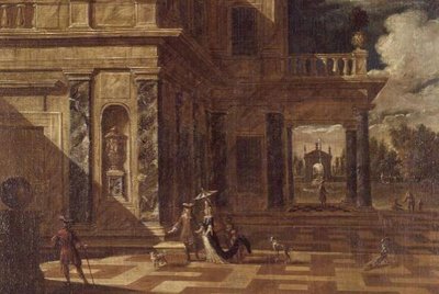 Capricho arquitectónico com figuras elegantes de Jacob Balthasar Peeters