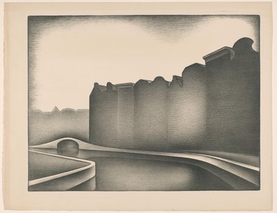 Casas junto à água de Jacob Bendien (signed by artist)