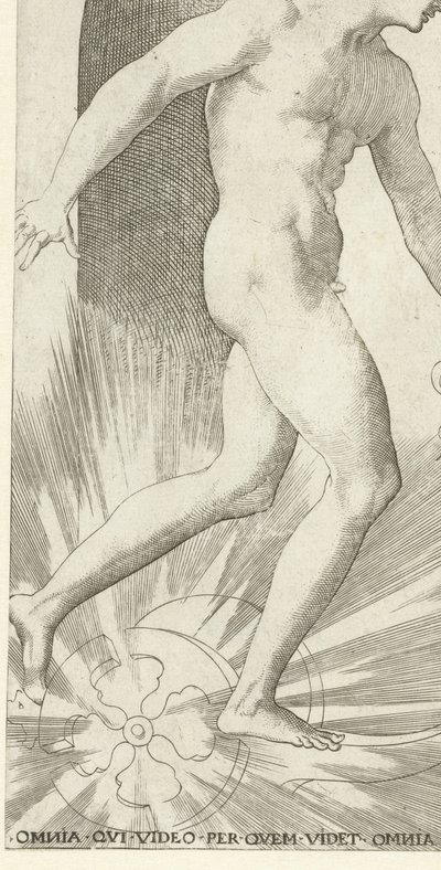 Apolo com coroa de louros em uma carruagem Deuses e Deusas (título da série) de Jacob Binck