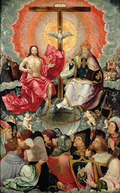Painel central do tríptico com adoração da trindade, 1523 (veja 242037, 242038, 242039) de Jacob Cornelisz van Oostsanen
