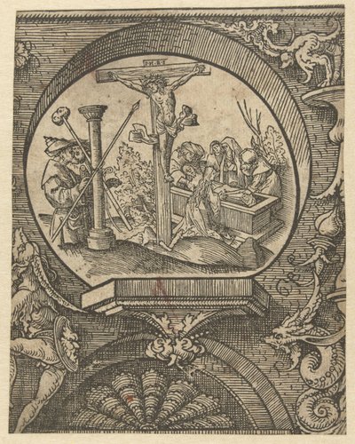 A Crucificação e Sepultamento de Cristo O Credo (título da série) de Jacob Cornelisz van Oostsanen