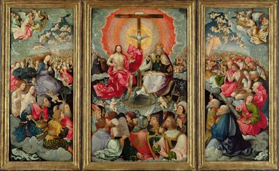 Tríptico com Adoração da Trindade, 1523 (ver 242038, 242039, 242040) de Jacob Cornelisz van Oostsanen