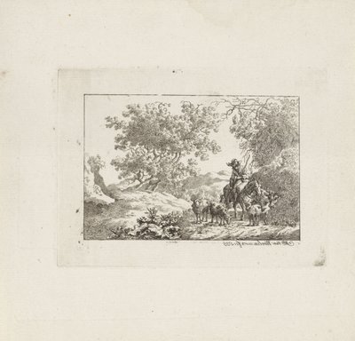 Pastor a cavalo com rebanho de Jacob Elias van Varelen