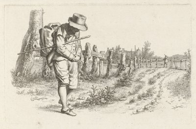 Viajante em uma estrada rural Impressões de estudo / Etudes gravées (título da série) de Jacob Ernst Marcus