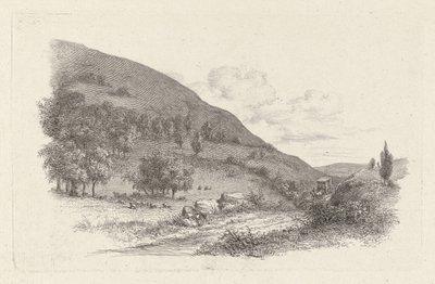 Carruagem em uma paisagem Impressões de estudo / Etudes gravées (título da série) de Jacob Ernst Marcus
