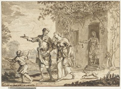 Abraão expulsa Hagar e Ishmael de Jacob Folkema