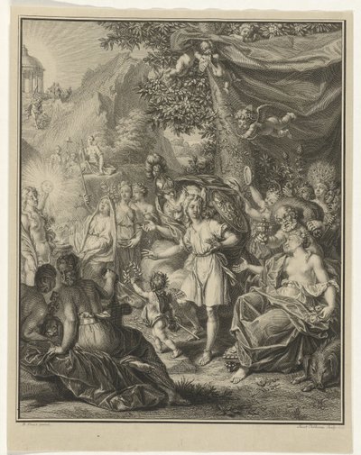 Representação alegórica com Telêmaco e Minerva Aventuras de Telêmaco (título da série) de Jacob Folkema