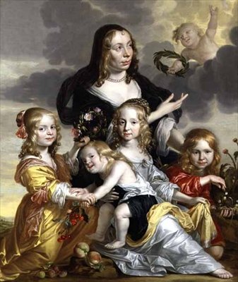 Retrato de uma senhora com seus quatro filhos de Jacob Fransz van der Merck