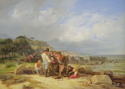 Pescadores em Probstei, 1835 (óleo em canvs) de Jacob Gensler