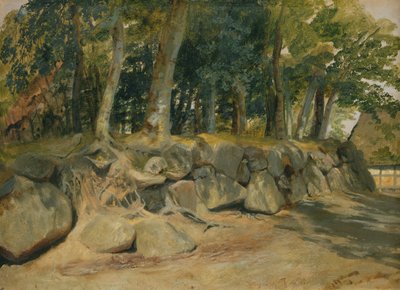 O Muro de Pedra em Sottorf, 1839 (óleo sobre papel no cartão) de Jacob Gensler