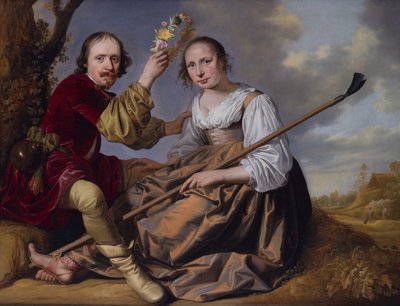Um casal em uma paisagem pastoral (óleo sobre tela) de Jacob Gerritsz Cuyp