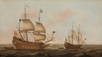 Um navio de guerra construído para a França e um iate holandês à vela de Jacob Gerritz Loef