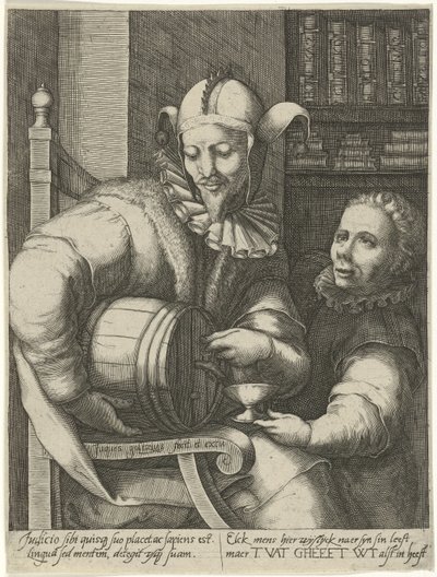 Jester com barril de vinho de Jacob Goltzius (II)