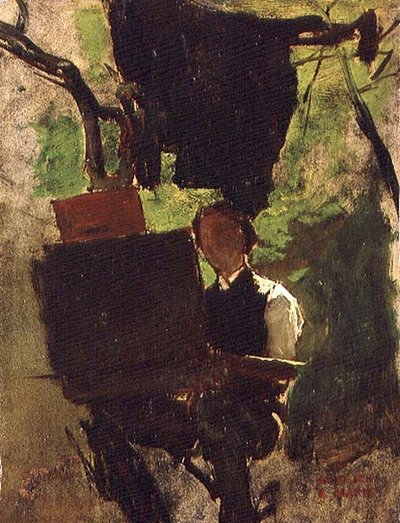 Artista a trabalhar (óleo sobre papel) de Jacob Henricus or Hendricus Maris