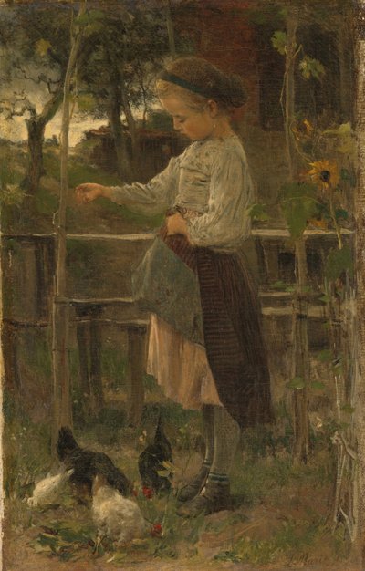 Alimentar as galinhas de Jacob Henricus or Hendricus Maris