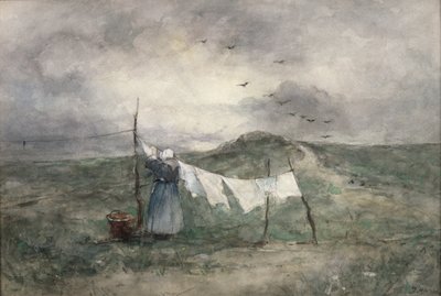 Dia de lavagem (wc no papel) de Jacob Henricus or Hendricus Maris