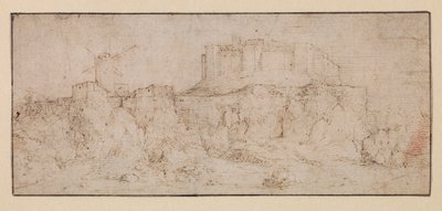 Paisagem com um castelo sobre uma rocha de Jacob I (attr.to) Savery