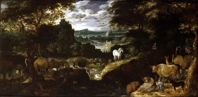 Orfeu Encantando os Animais, 1601 (painel) de Jacob I Savery