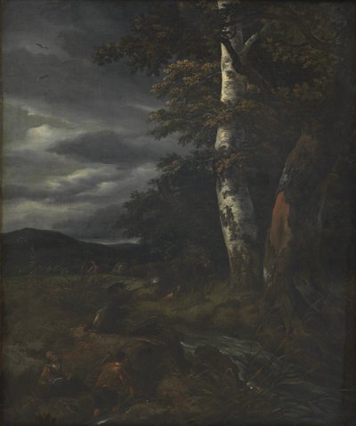 Paisagem com uma cena de caça de Jacob van Ruisdael