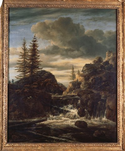 Uma paisagem norueguesa com uma cascata de Jacob van Ruisdael