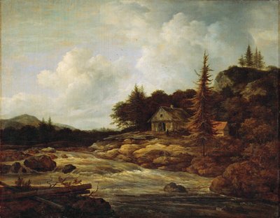 "Paisagem com rio-montanha (pintura sobre tela) de Jacob Isaaksz. or Isaacksz. van Ruisdael