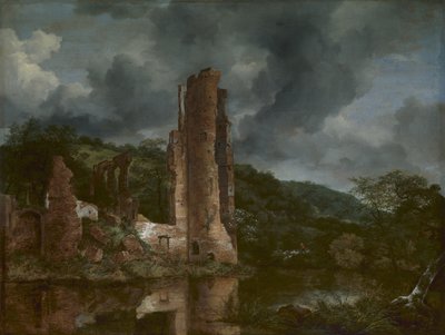 Paisagem com as ruínas do castelo de Egmond, 1650-55 de Jacob van Ruisdael