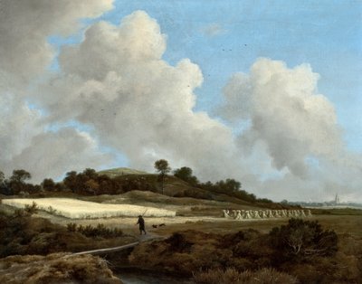 Vista de Grainfields com uma cidade distante, c.1670 de Jacob van Ruisdael