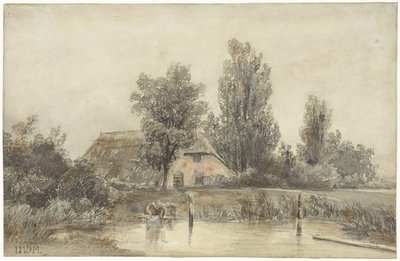 Fazenda e uma mulher depiladora de Jacob Jan van der Maaten