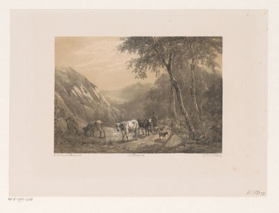 Pastor com rebanho nas montanhas de Jacob Jan van der Maaten