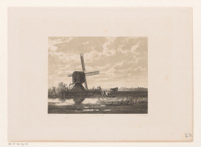Paisagem com moinho em frente ao mar de Jacob Jan van der Maaten