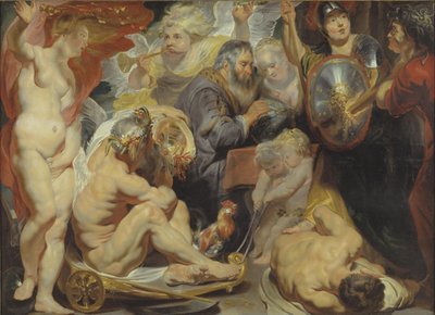 Alegoria na Ciência. Minerva e Cronus protegem a ciência contra a inveja e a ignorância de Jacob Jordaens