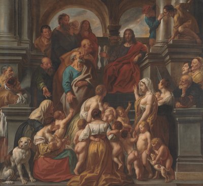 Cristo abençoando as criancinhas. Permita que as criancinhas venham a mim de Jacob Jordaens