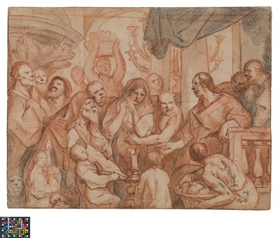 Neerlandês: Cristo e a adúltera, esboço preparatório, verso: A captura de Cristo de Jacob Jordaens