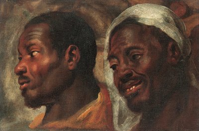 Estudos de cabeça de dois homens africanos (óleo sobre tela) de Jacob Jordaens