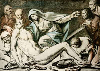 Lamentação de Cristo (aguarela, giz vermelho) de Jacob Jordaens