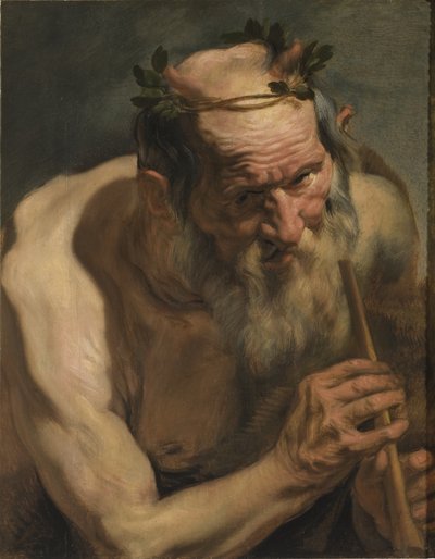 Velho Sátiro Segurando uma Flauta, c.1620 de Jacob Jordaens