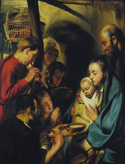 A Adoração dos Pastores. de Jacob Jordaens