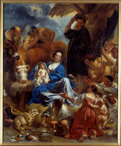 A Adoração dos Pastores Pintura de Jacob Jordaens (1593-1678) (ec.flam.) 1616-1620 Sol. 1,95x1,22 m Lyon, Musee des Beaux Arts de Jacob Jordaens
